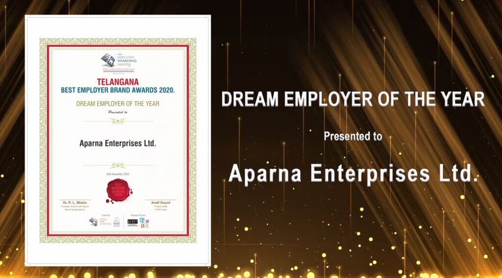 Aparna Enterprises Ltd. recognized as the Dream Employer of the Year 2