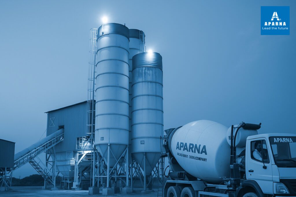Ready mix concrete plant with Aparna mixer truck