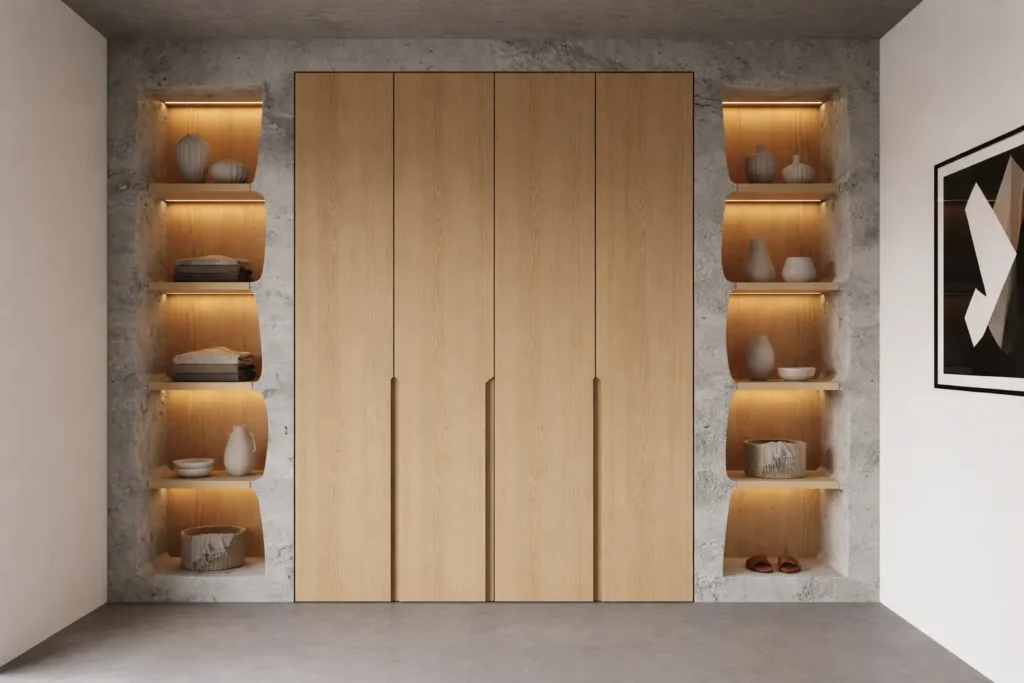 custom built-in wardrobe with side storage